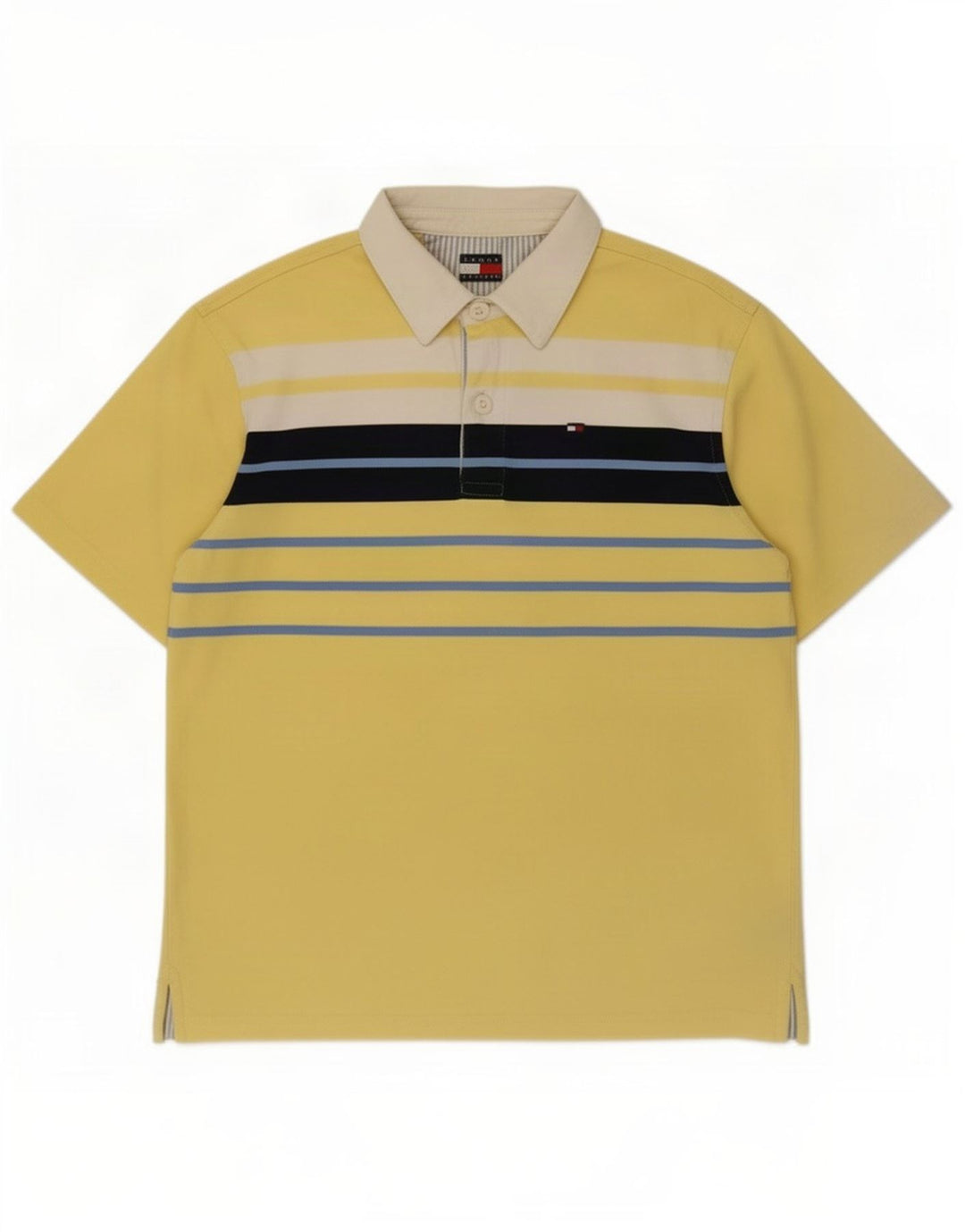 Tricou polo Tommy Hilfiger Rugby pentru bărbați cu dungi galbene medii