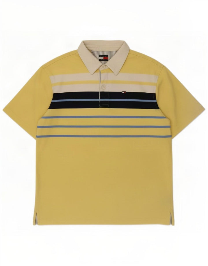 Tricou polo Tommy Hilfiger Rugby pentru bărbați cu dungi galbene medii