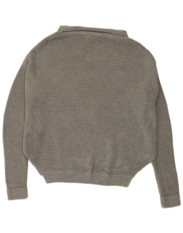 Topshop Pulover supradimensionat pentru femei cu gât rulat, UK 10, bumbac gri mic