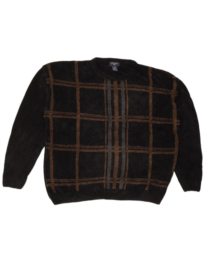 Pulover pentru bărbați DOCKERS cu decolteu rotund, XL, acrilic cu carouri negre