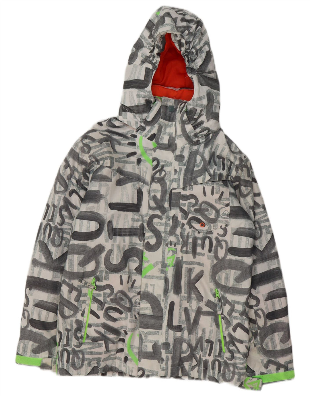 Jachetă de schi cu glugă Quiksilver pentru băieți 13-14 ani, mare, gri, poliester