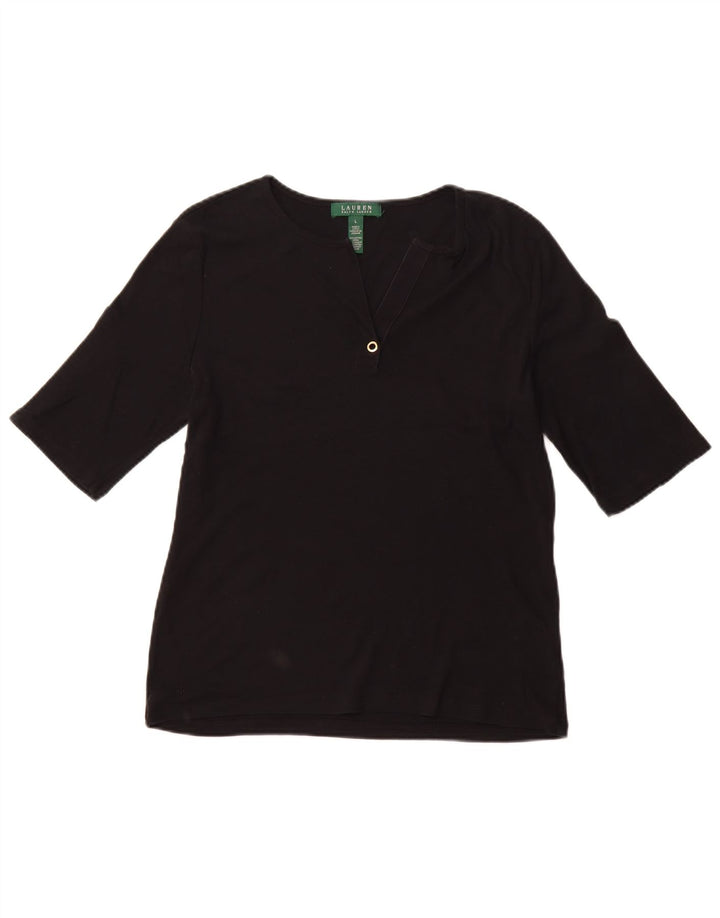 Tricou pentru femei RALPH LAUREN Top mare din bumbac negru