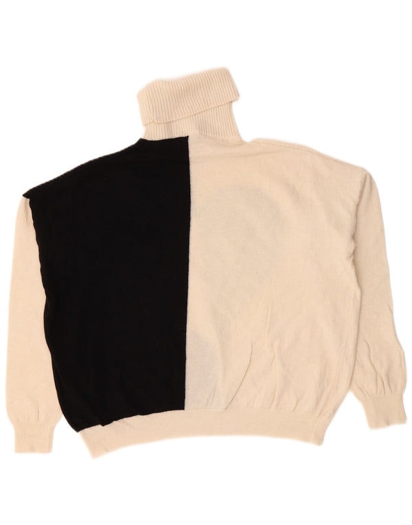 Liu Jo Womens Oversized Roll Neck Jumper Sweater UK 18 XL White Colourblock