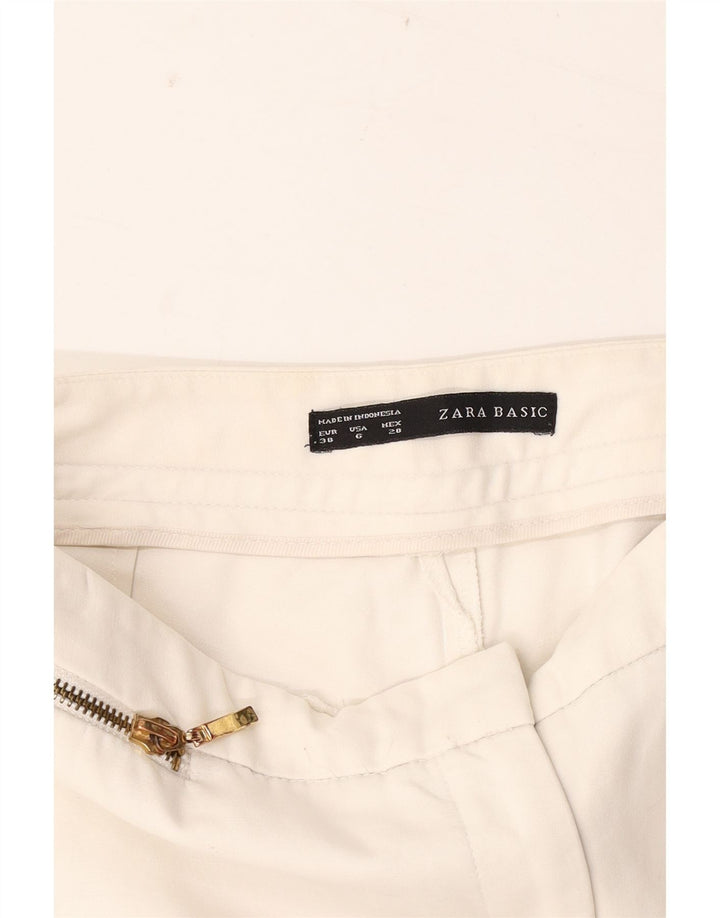 Pantaloni tăiați pentru femei Zara EU 38 Mici L28 L26 Alb