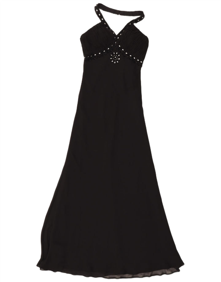 Rochie Vintage pentru femei Maxi Halter UK 8 Small Negru Poliester