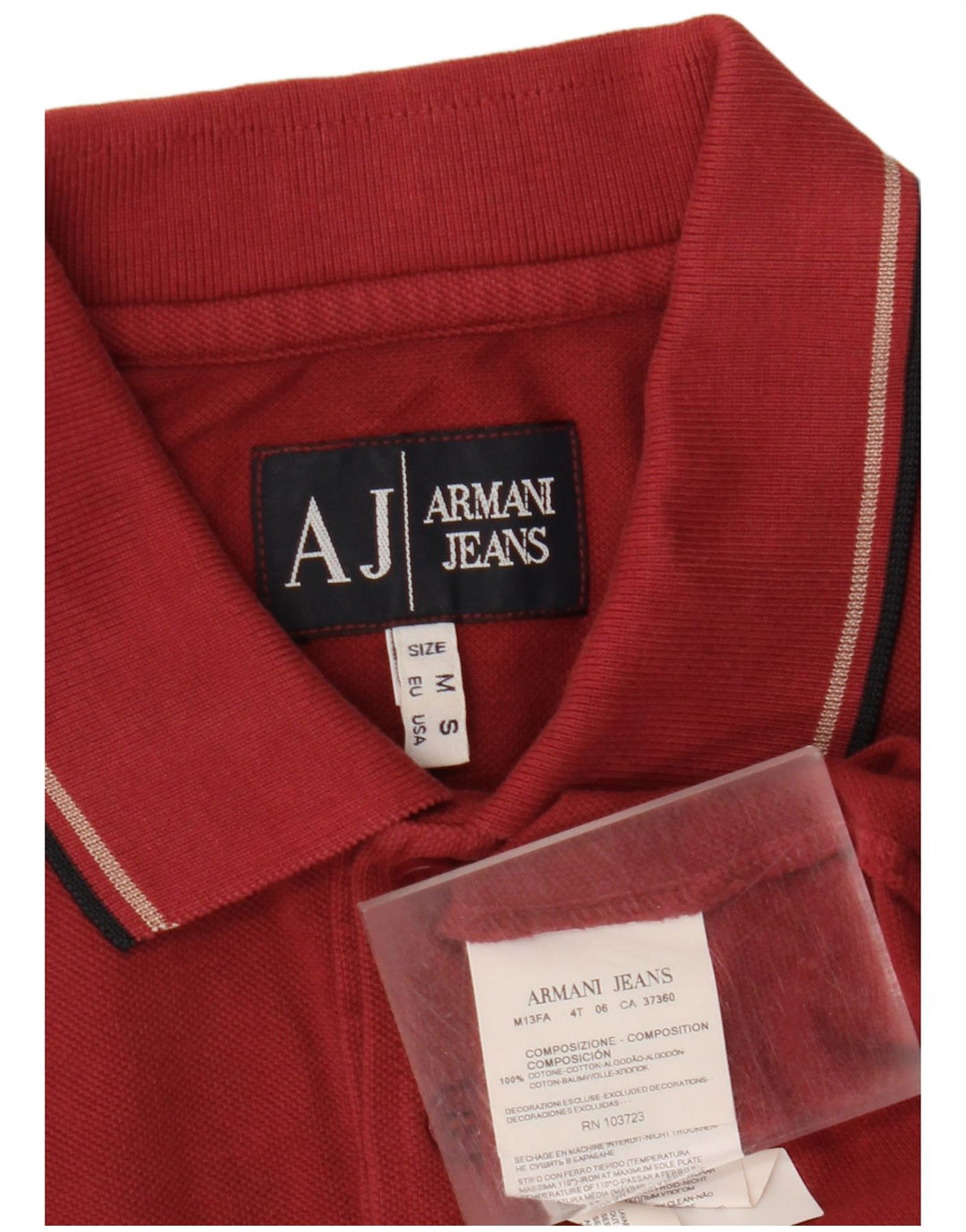 ARMANI JEANS Mens Polo Shirt Small Red Cotton