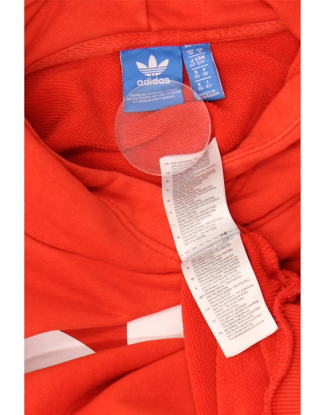 ADIDAS Pulover supradimensionat cu capota pentru femei UK 10 Bumbac portocaliu mic
