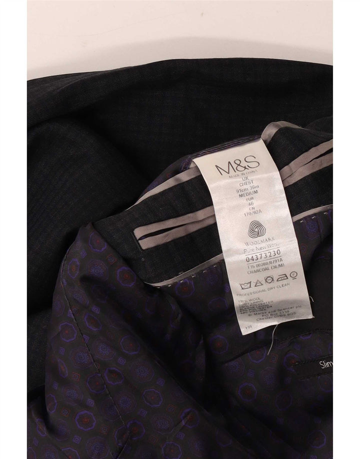 Jachetă pentru bărbați Marks & Spencer, cu 2 nasturi, UK 36, lână cu carouri, gri mică