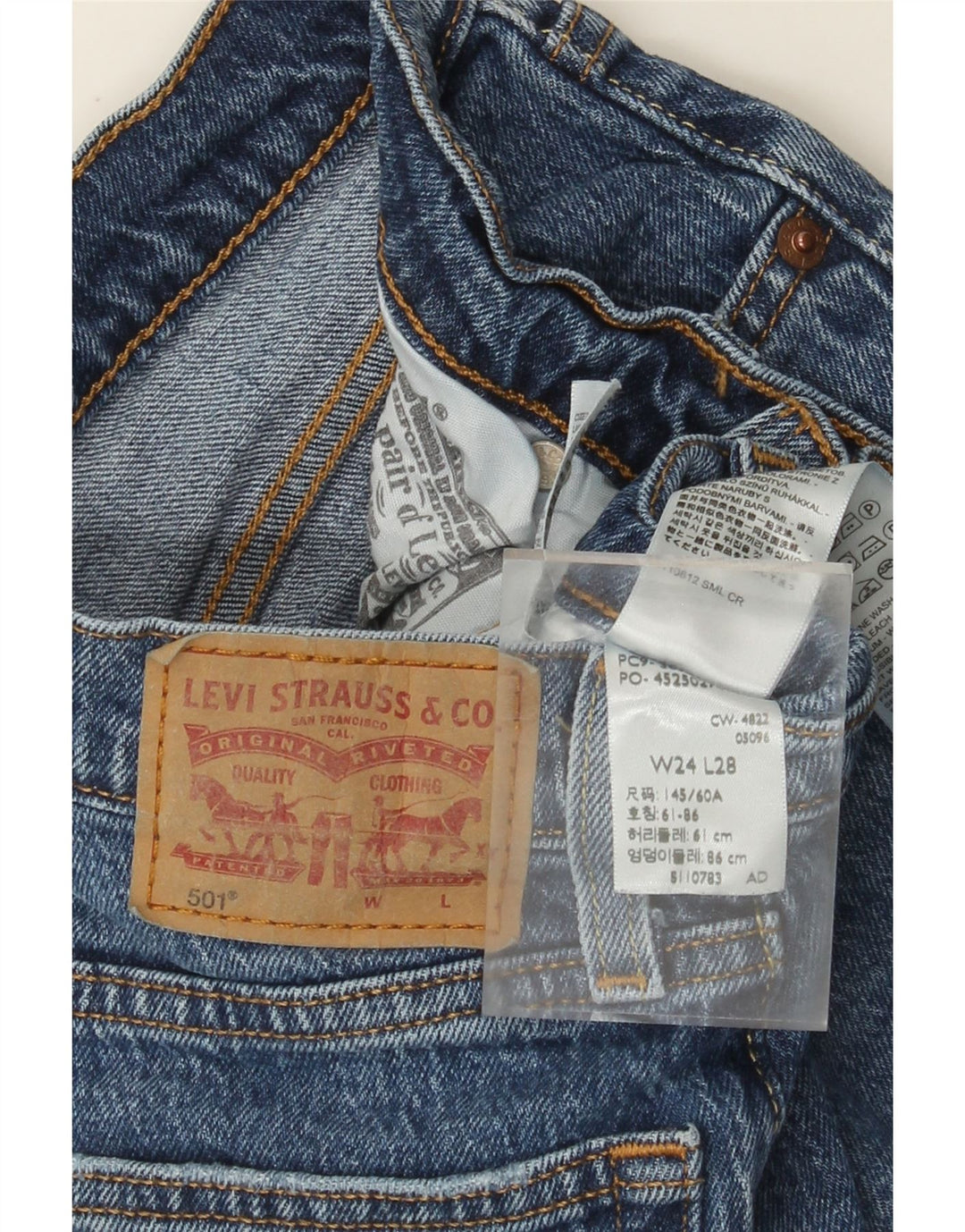 Blugi drepti 501 pentru femei Levi's L24 L28 Bumbac albastru