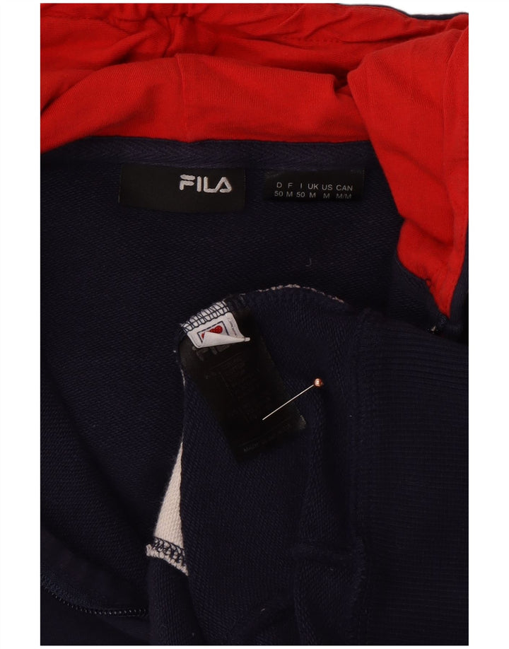 Pulover FILA pentru bărbați, cu fermoar, bumbac colorblock, albastru, mediu