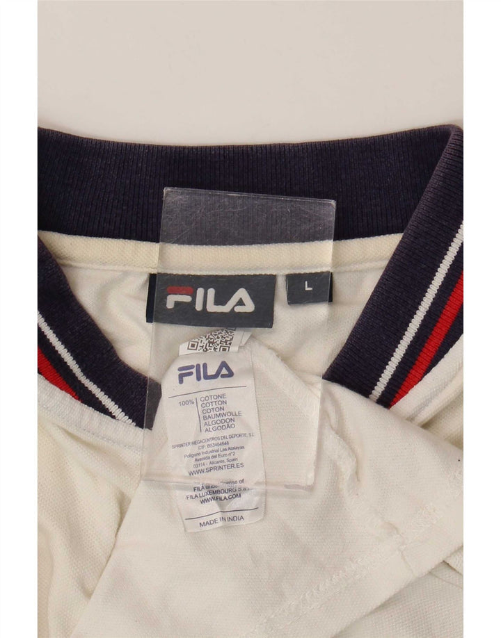 Tricou polo Fila pentru bărbați, bumbac cu dungi albe mari
