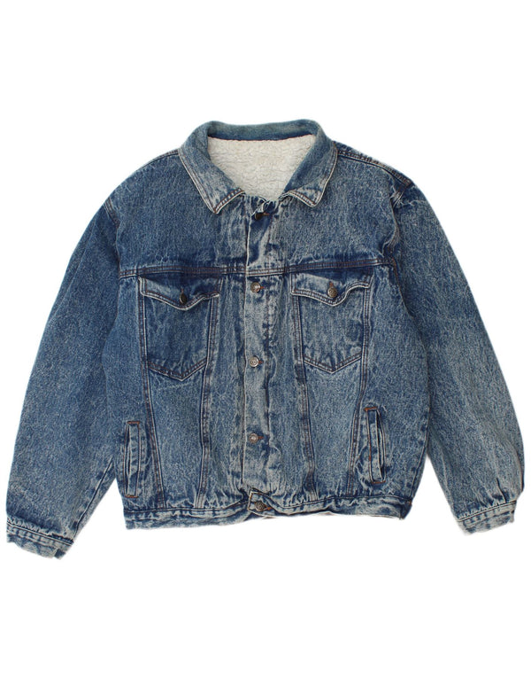 Vintage Mens Sherpa Denim Jacket IT 48 Medium Blue Cotton