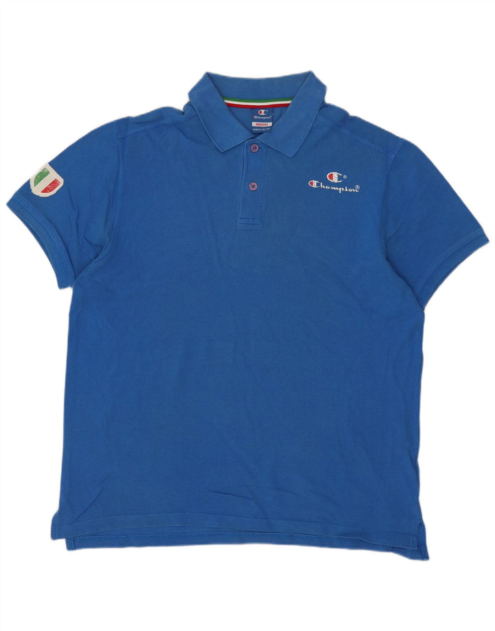 Tricou polo Champion pentru bărbați, bumbac albastru mediu