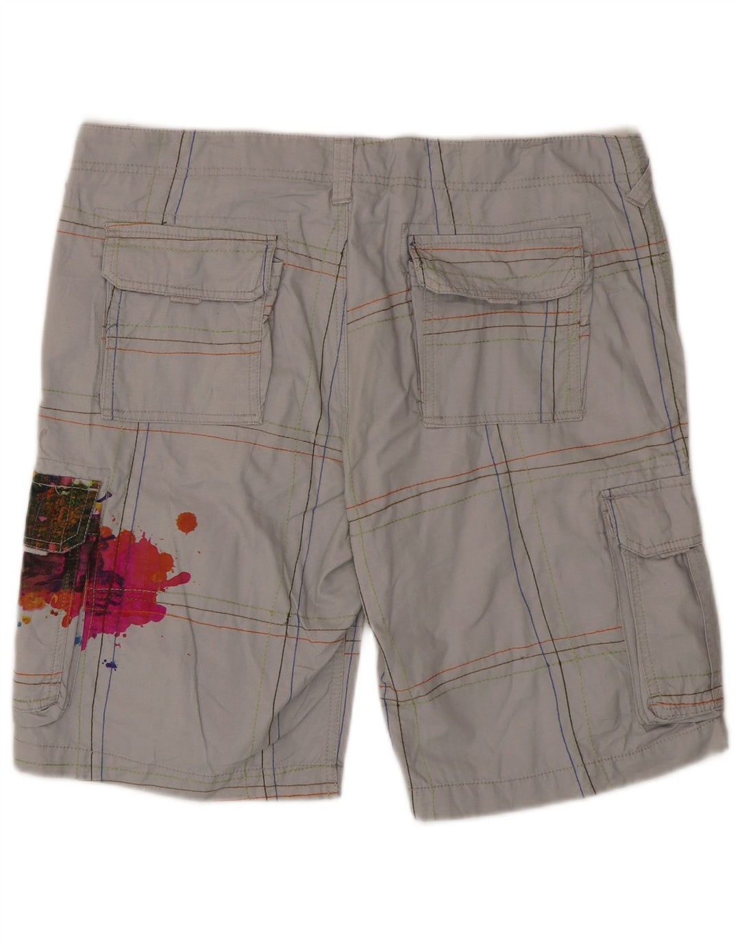 Pantaloni scurți Desigual Graphic Cargo W36, mare, gri, din bumbac