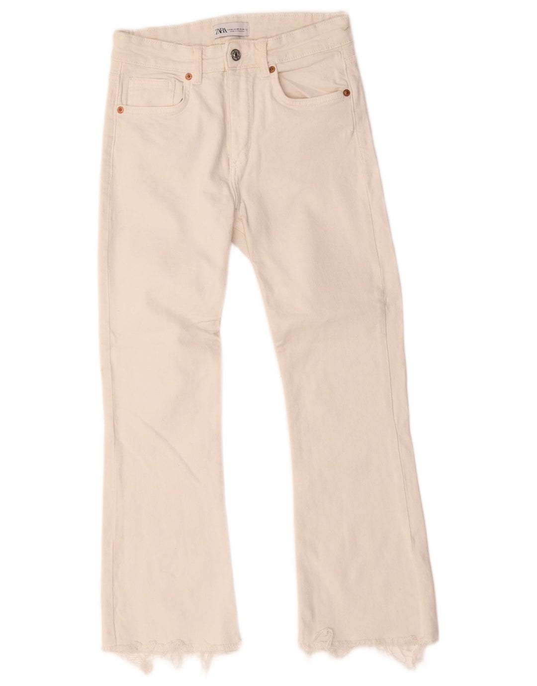 Blugi Bootcut pentru Damă Zara EU 38 Mici L28 L25 Bumbac Alb