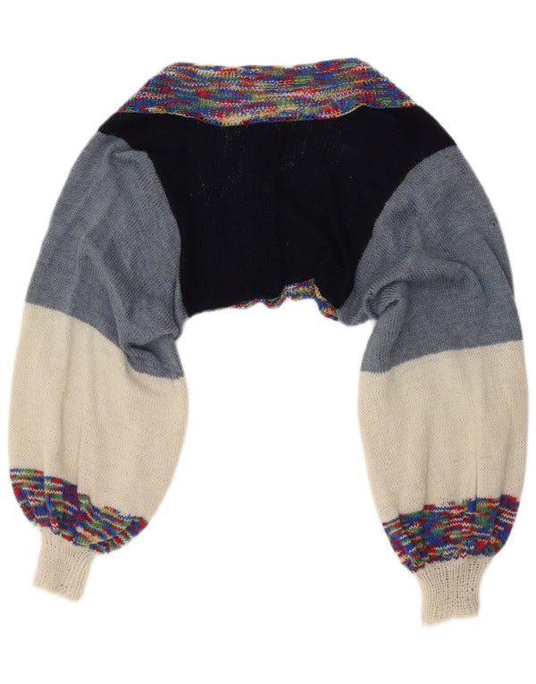 Jumper Vintage pentru femei Crop Bolero UK 14 Medium Multicolor Colorblock