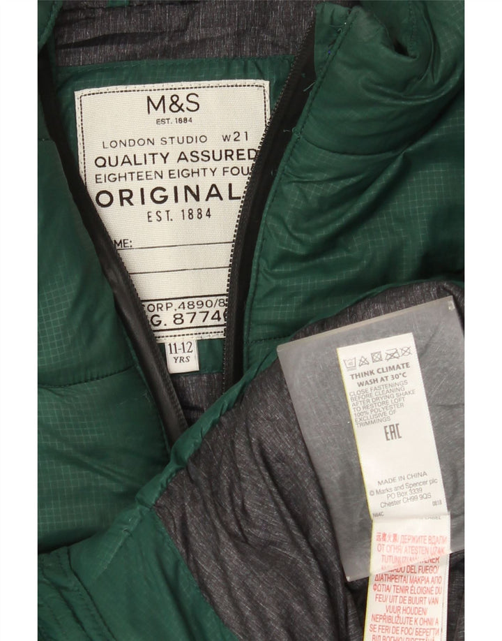 Gilet căptușit cu glugă pentru băieți Marks & Spencer, 11-12 ani, poliester verde