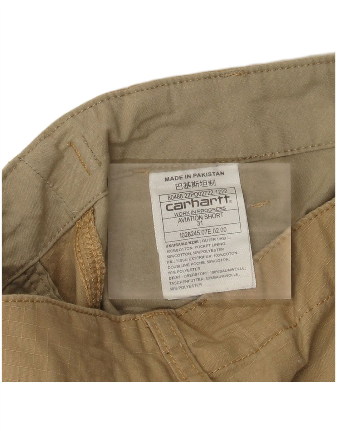Pantaloni scurți cargo pentru bărbați CARHARTT W31, bumbac mediu bej