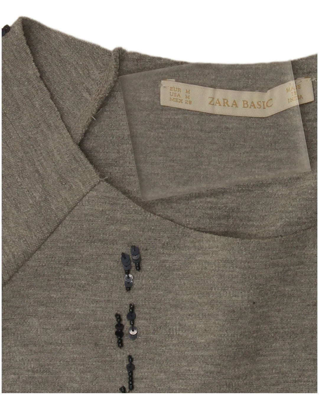Top supradimensionat pentru femei Zara cu mâneci 3/4 UK 14, gri mediu, carouri