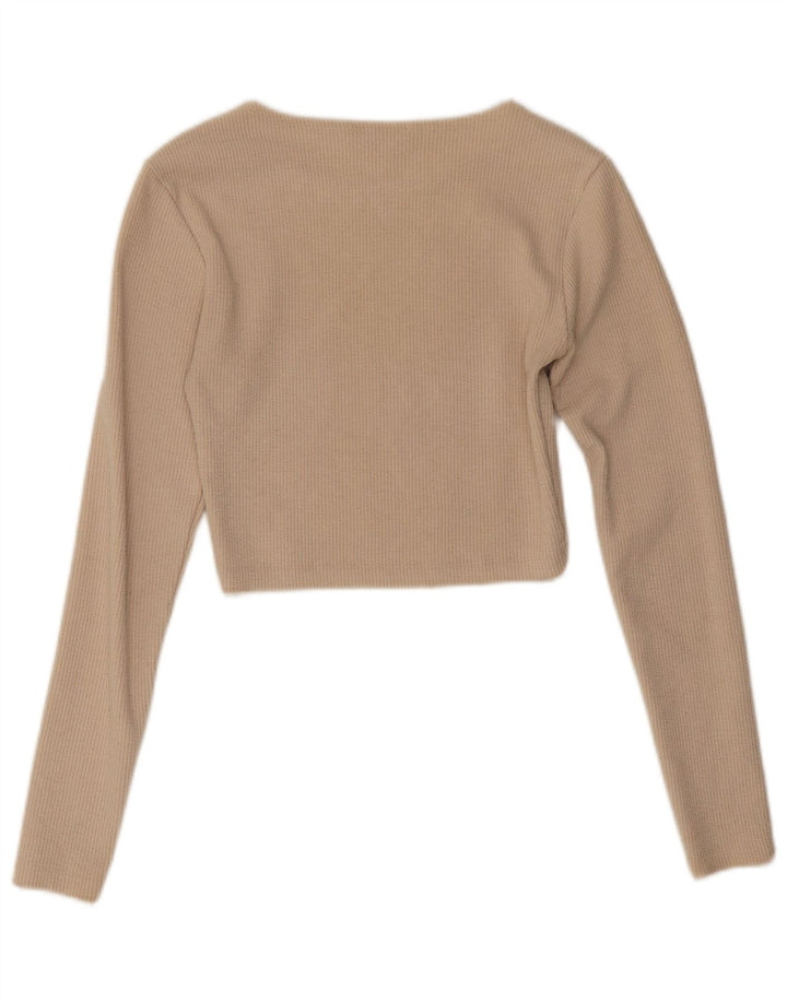 Crop Top pentru femei Zara cu mânecă lungă UK 12 Medium Bej