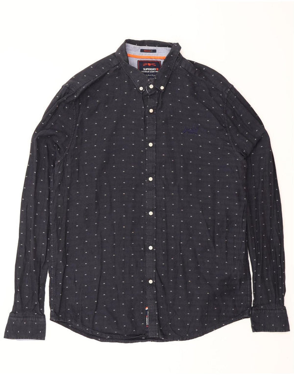 Cămașă pentru bărbați SUPERDRY, XL, cu pete, albastru marin