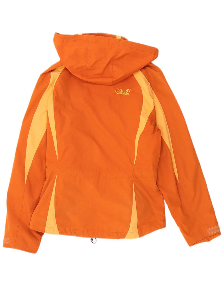 Jack Wolfskin Jachetă de ploaie cu glugă pentru femei UK 14 Medium Orange Colorblock