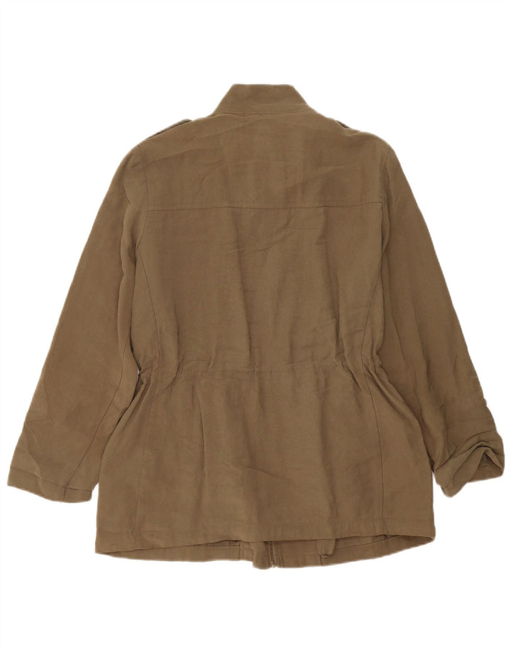 Jachetă militară Zara pentru femei UK 14 Medium Khaki Viscose