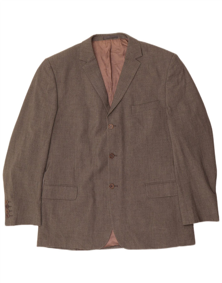 Massimo Dutti Jachetă pentru bărbați elastică cu 3 nasturi, UK 46 XL, poliester maro
