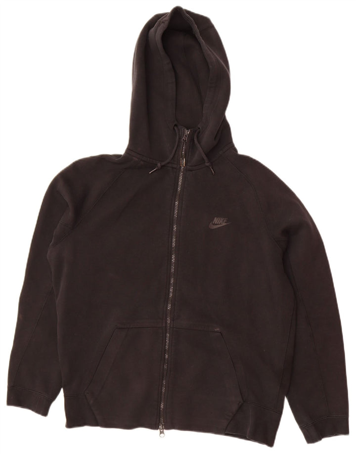 NIKE Mens Zip Hoodie Sweater Medium Black Cotton