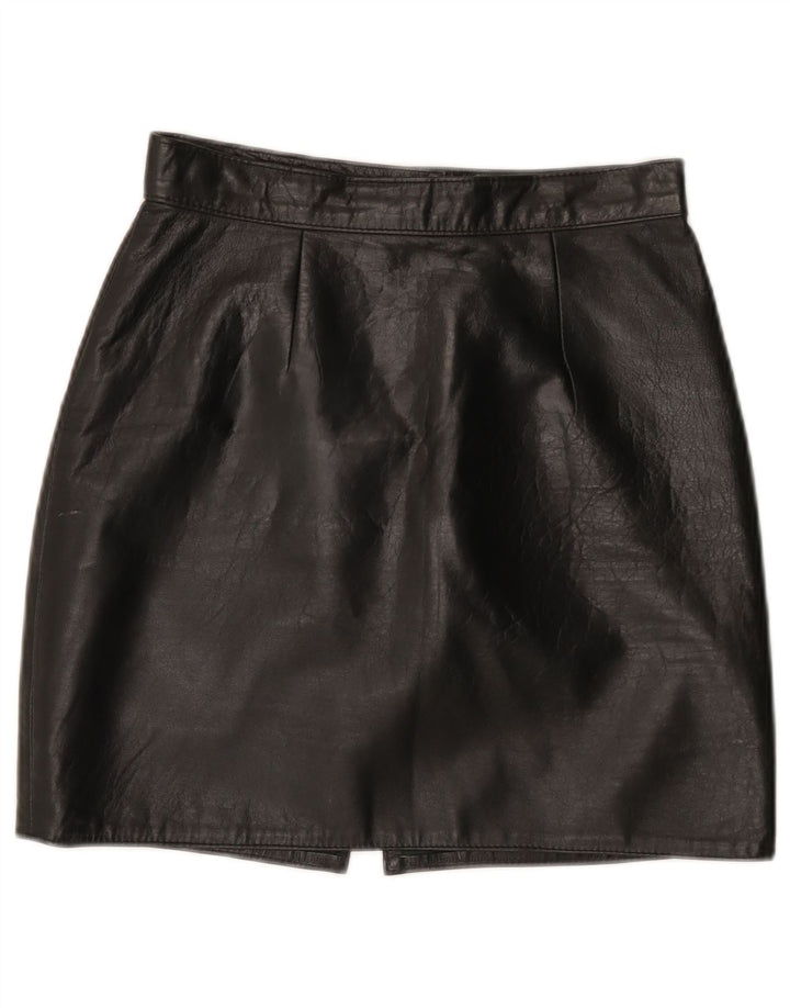 Fustă Mini din piele Vintage pentru femei IT 44 Medium W26 Piele neagră