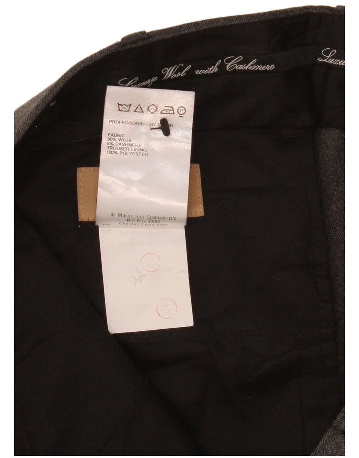 MARKS & SPENCER Pantaloni de costum pentru bărbați L36 L29 Lână gri