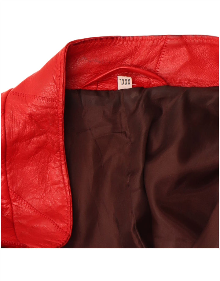 Jachetă de piele vintage pentru femei UK 22 3XL piele roșie