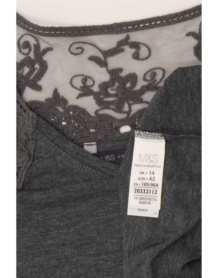 Bluză pentru femei Marks & Spencer UK 14 mare, gri, poliester floral