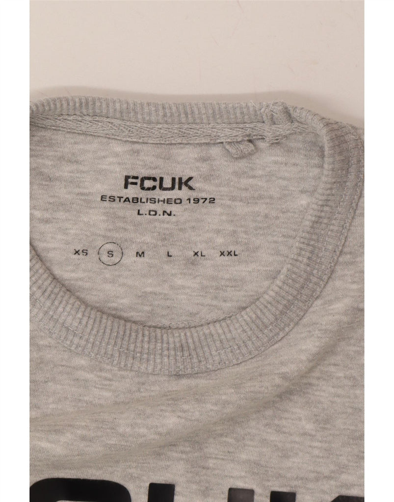 FCUK Mens Graphic Sweatshirt Jumper Small Grey Flecked Cotton Vintage Fcuk and Second-Hand Fcuk from Messina Hembry 