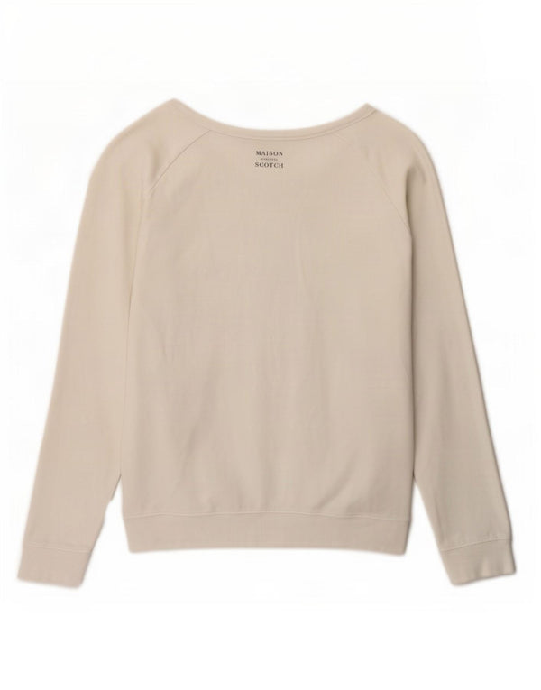 Maison Scotch Pulover cu grafic Malibu pentru femei Mărimea 1 XS Alb
