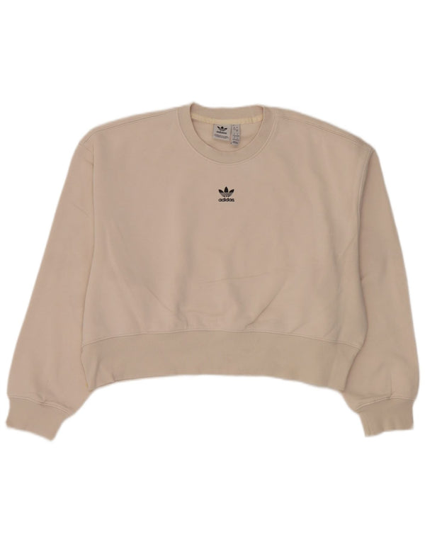 Pulover adidas supradimensionat pentru femei UK 8/10, bumbac mic, bej