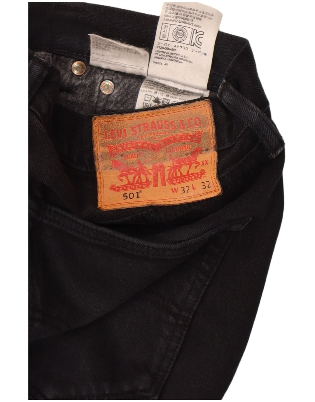 Blugi drepti pentru bărbați Levi's 501 W32 L32 bumbac negru