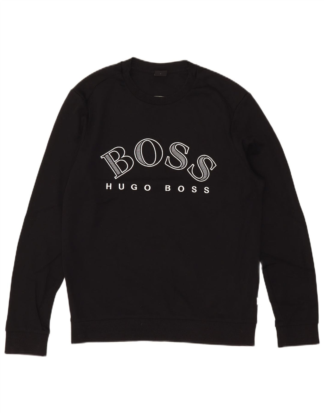 Hanorac grafic pentru bărbați Hugo Boss Pulover mare din bumbac negru