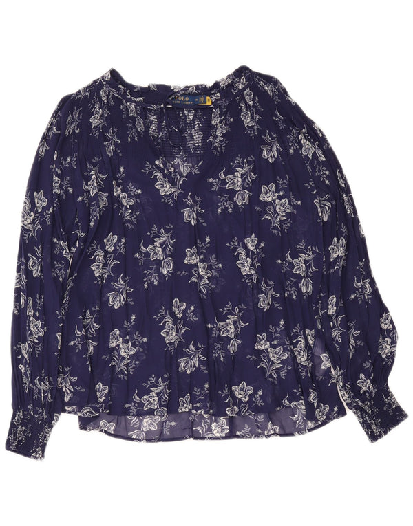 Bluză Polo Ralph Lauren pentru femei UK 14 Medium Bleumarin Floral