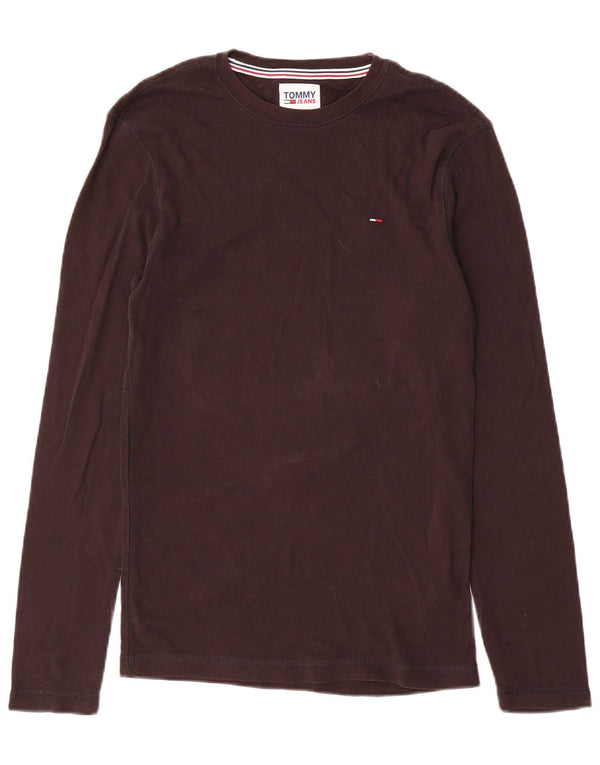 Top pentru femei Tommy Hilfiger cu mânecă lungă UK 12, bumbac maro mediu