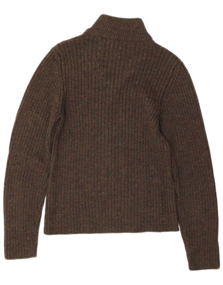 Pulover PRADA pentru damă, cu fermoar și gât, IT 48 XL, lână virgină maro