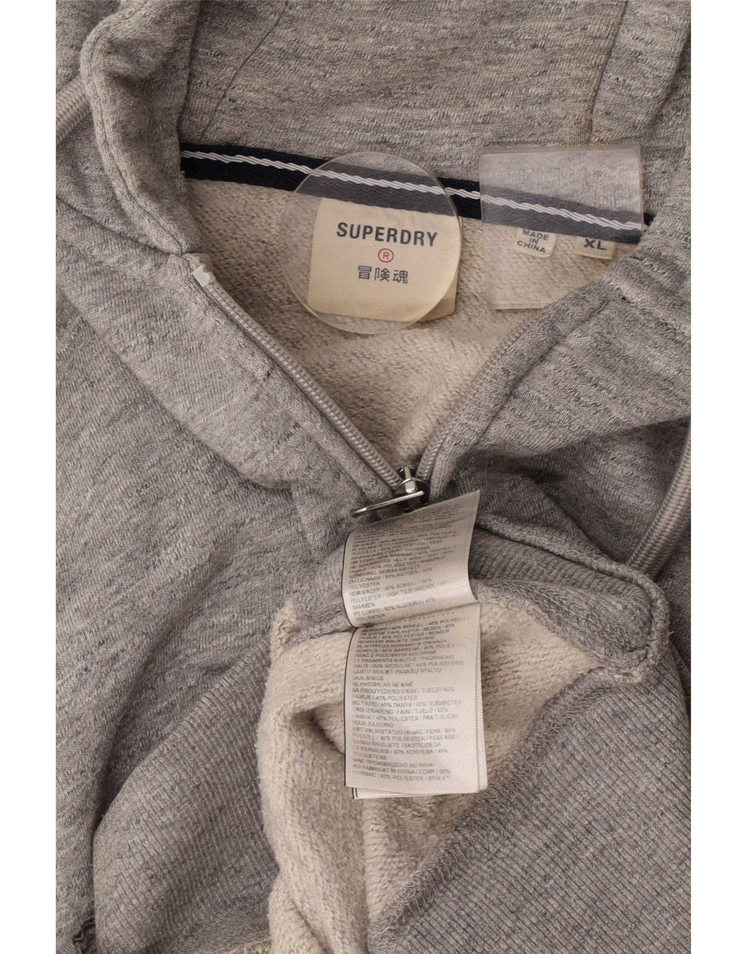 Pulover Superdry pentru bărbați, cu fermoar, XL, bumbac gri