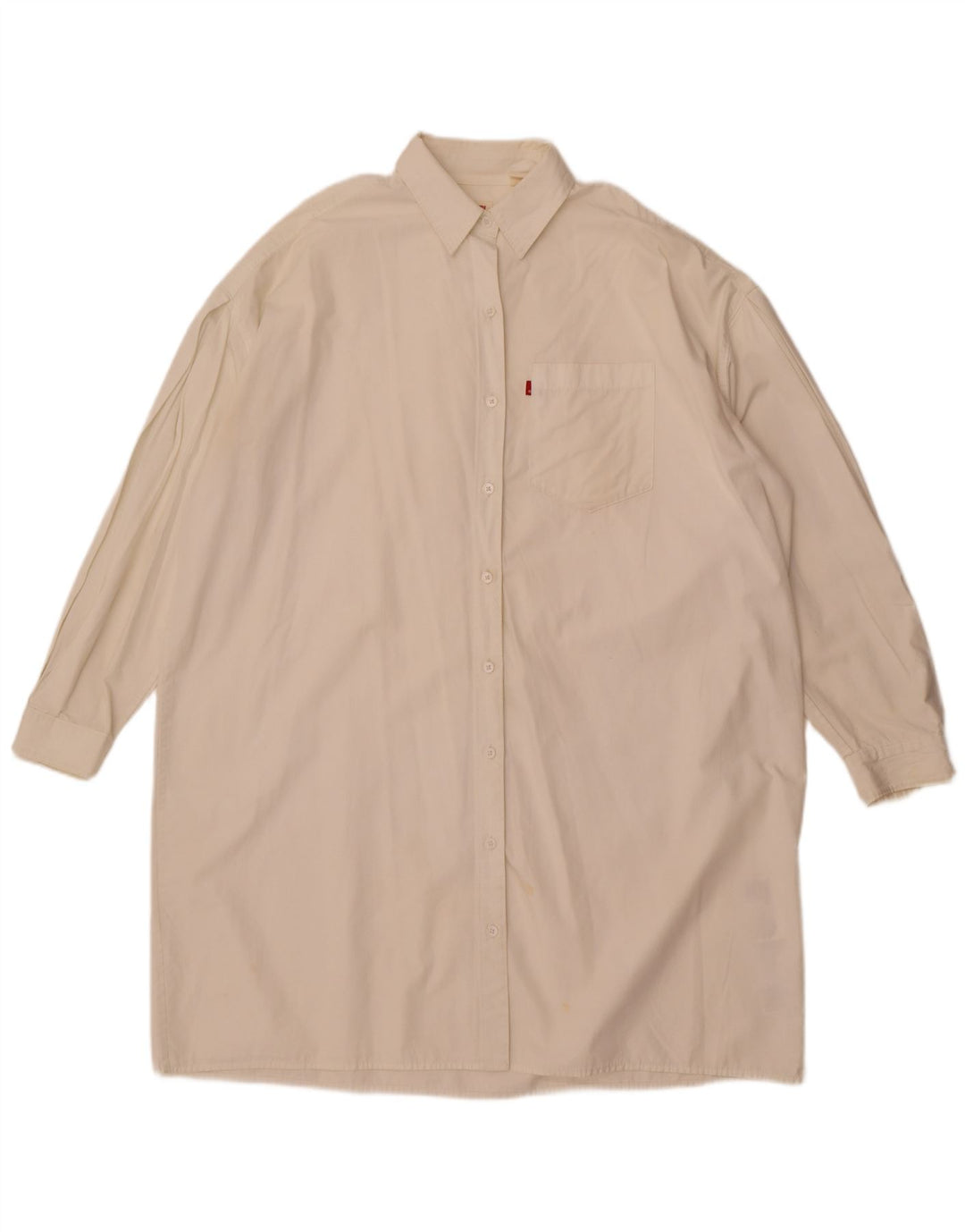 Rochie cămașă supradimensionată cu mânecă lungă pentru femei Levi's UK 14 Bumbac alb mediu