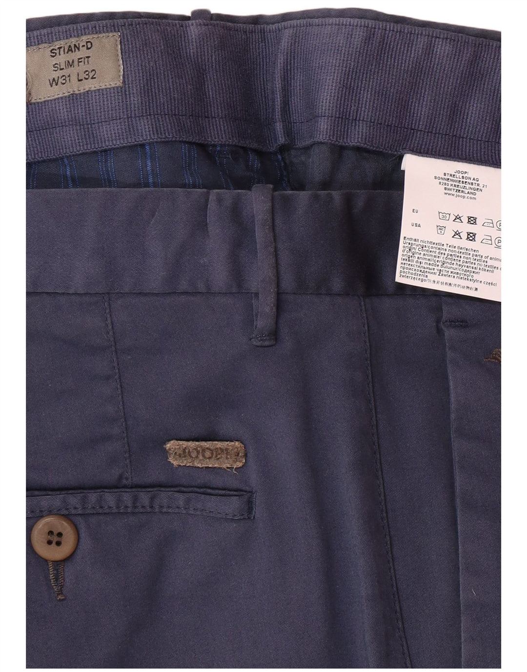 Pantaloni chino pentru bărbați JOOP Slim Fit L31 L32 Bumbac bleumarin
