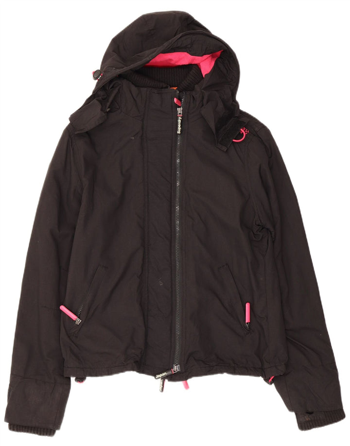 Jachetă Windbreaker cu grafică Superdry pentru femei UK 14 Medium Black