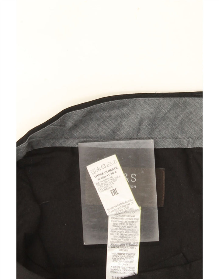 MARKS & SPENCER Pantaloni de costum pentru bărbați, cu ajustare normală, L36 L33, poliester negru