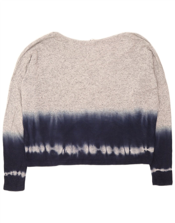 Top supradimensionat pentru femei Roxy cu mânecă lungă UK 10 mic, gri Tie Dye, viscoză