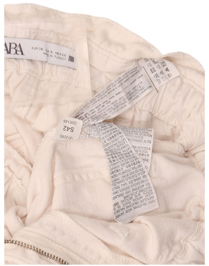 Blugi conici pentru femei ZARA EU 36 XS W26 L24 Bumbac alb