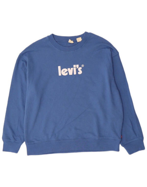 Pulover Levi's pentru damă cu grafică, UK 16, mare, albastru, bumbac
