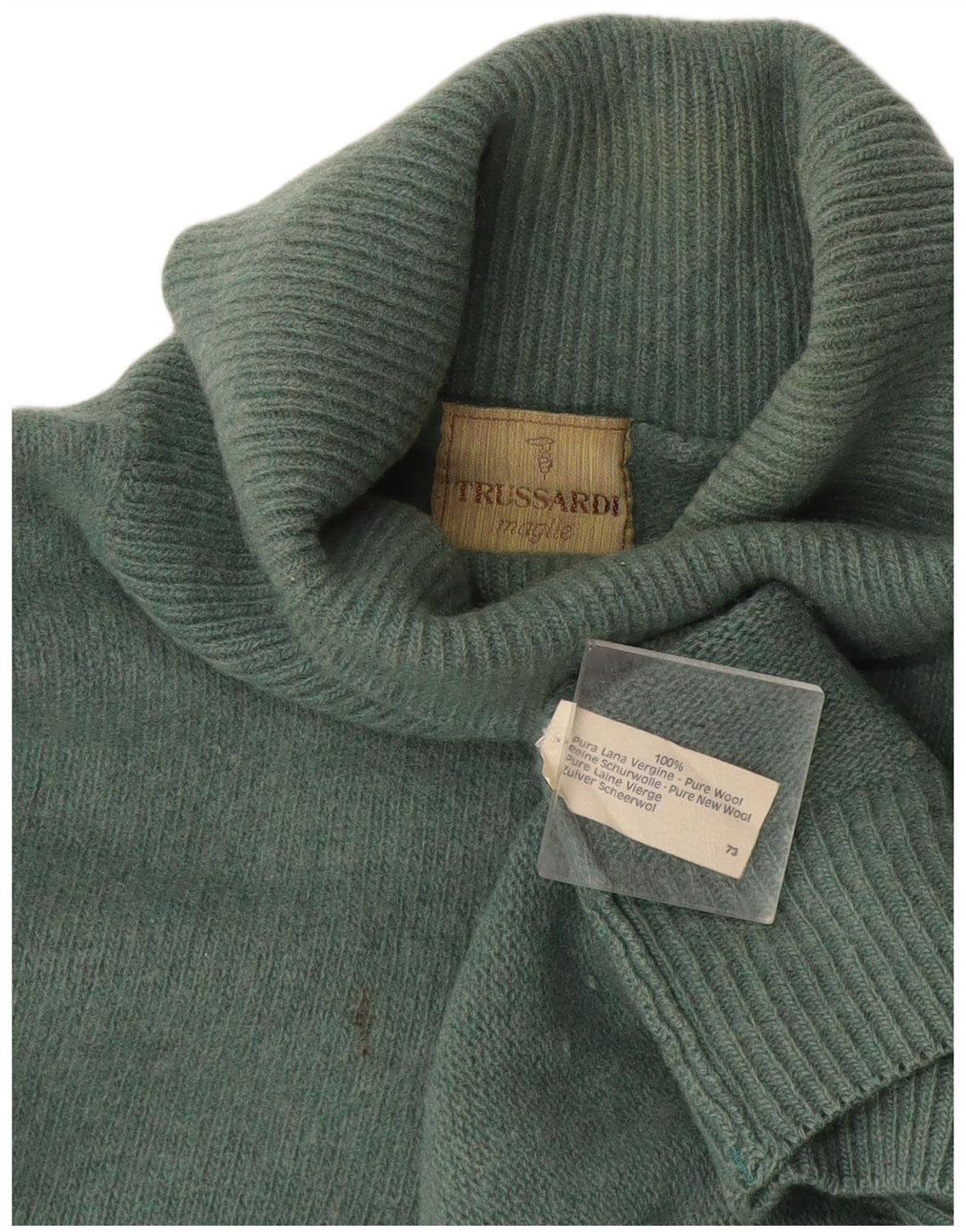 Pulover Trussardi pentru bărbați cu gât rulat, lână verde medie